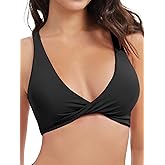 Annbon Women Triangle Bikini Top - Padded Sports Bra Swimsuit Built-in Bra Crisscross Back