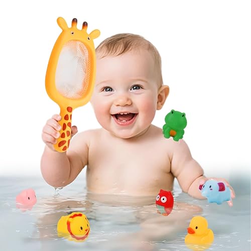 CVARRISE Baby Bath Toys - 7Pcs Toddler Mould Free Bath Toys, Kids Swimming Pool Toys, Water Spraying Toys for Boys Girls Exercise Hand-Eye Coordination
