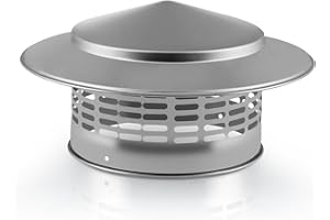 Singvon 6 Inch Round Chimney Cap, 304 Stainless Steel Chimney Cover with Screen, Stove Pipe Chimney Cap, Silver