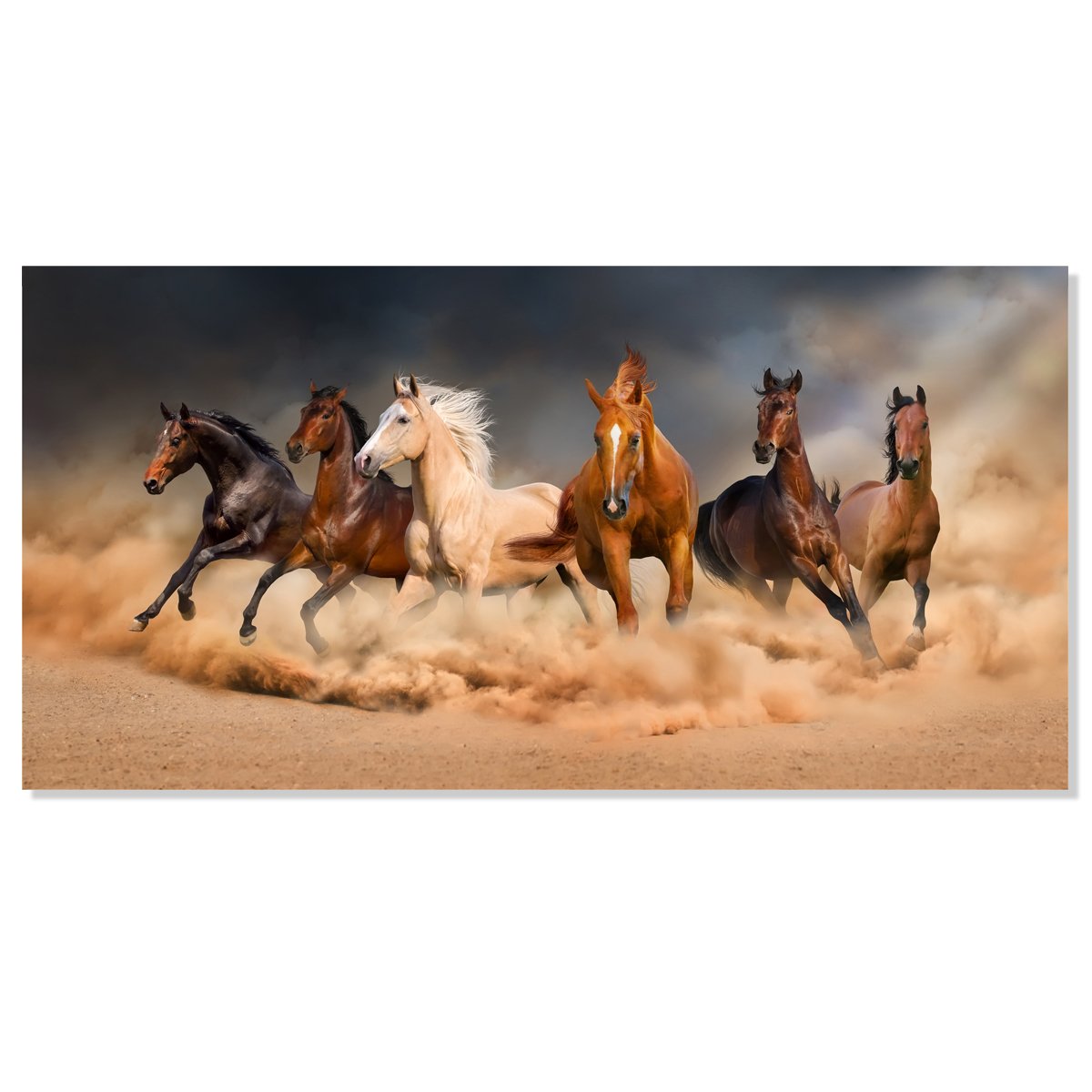 Inzlove Large Size Gallery Wrapped Running Horse Modern African Landscape Wild Animal Canvas Art Print Painting Wall Picture for Living Room Decor (Framed 30x60 inch)