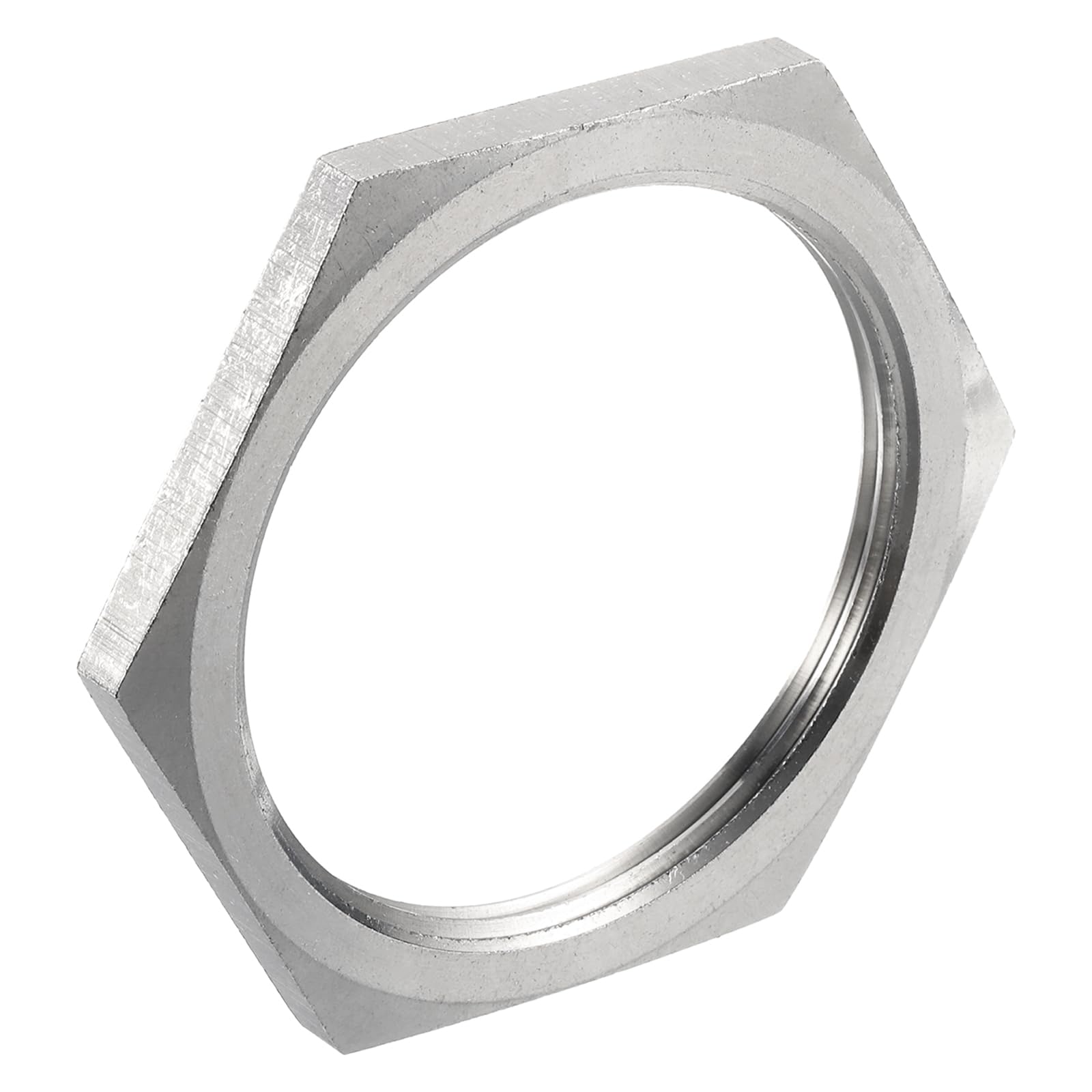 Photo 1 of uxcell 2Pcs Cast Pipe Fitting Hex Locknut, 304 Stainless Steel Hex Lock Nut NPT 1" Female Thread for Plumbing Fixed, Water Broom and Undercarriage Cleaner