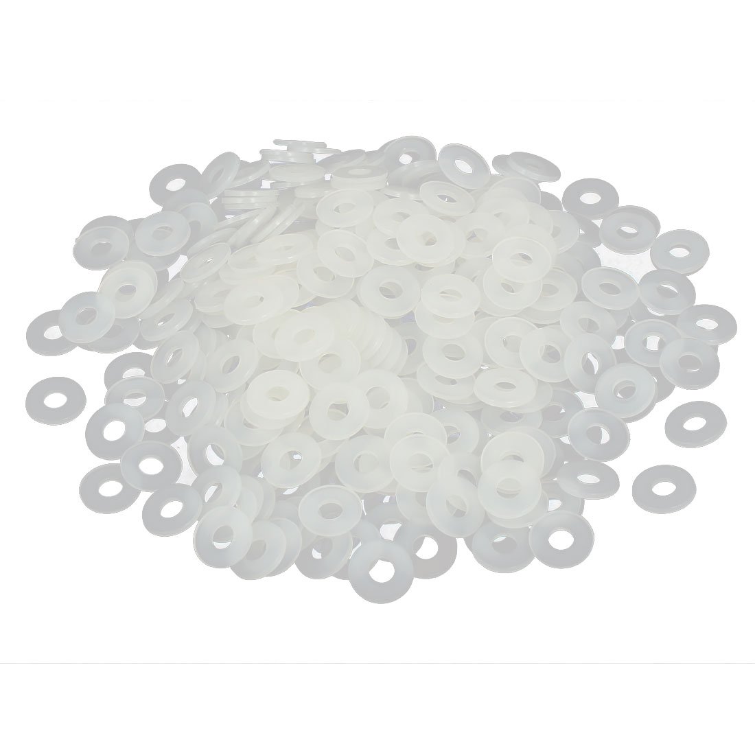 sourcingmap M4 x 10mm x 1mm Nylon Flat Pads Insulating Washers Spacers Gaskets Fastener Grey White 400PCS