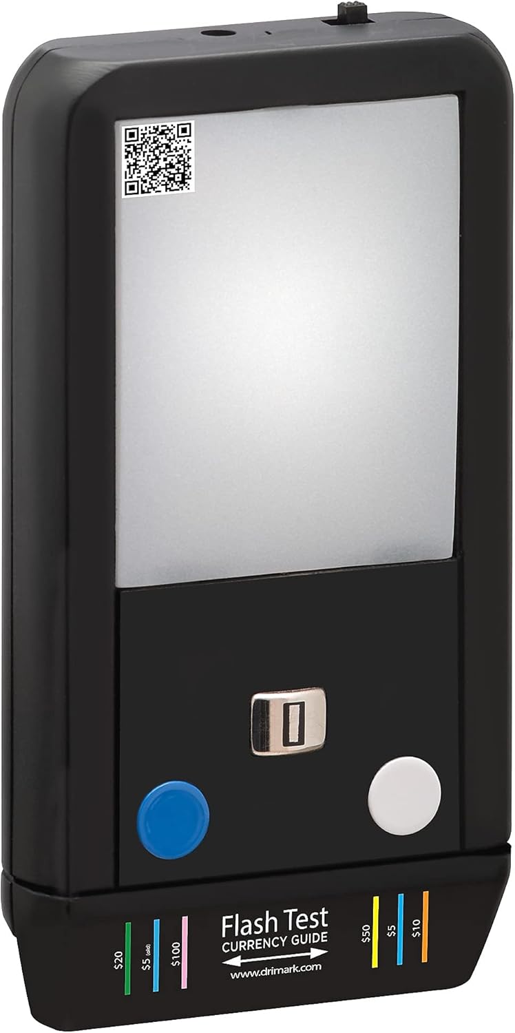 Dri Mark Flash Test Counterfeit Bill Detector, Smallest, Easiest Money Checker, Fake Currency Detection Machine, Ink, UV, and Watermark Flashtest : Office Products