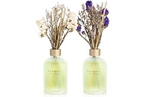 YISOWUH Reed Diffuser - Jasmine Lily & Grapefruit 6.76oz（200ml） 2 Packs Flower Essential Oil Reed Diffuser Set with 16 Sticks - Long Lasting Fragrance for Home Bedroom Bathroom Room Shelf Decor