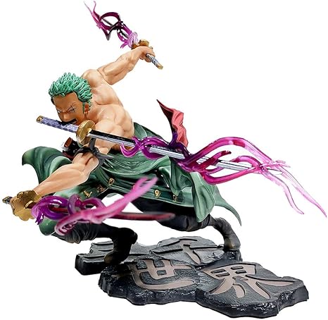 Guanghhao One Piece Roronoa Zoro Three Knives Big Thousand World Anime Figure 25cm New World Figurine Decoration Ornaments Collectibles Toy Animations Character Model Amazon Co Uk Toys Games