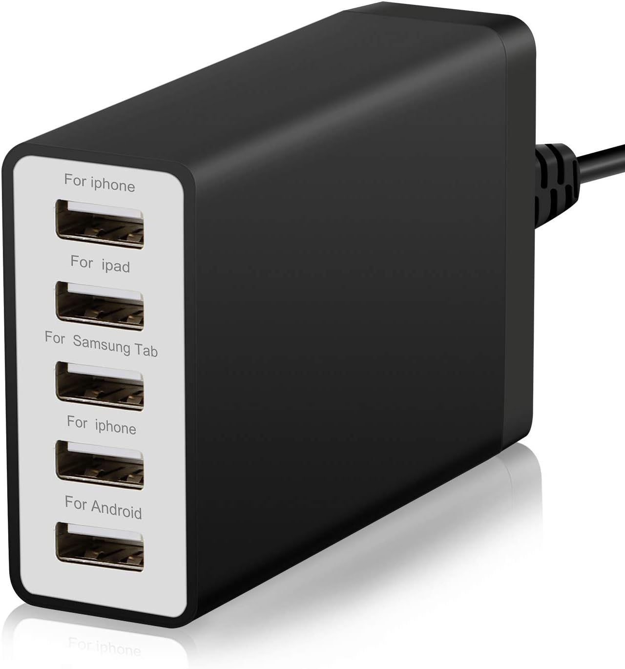 Pezin & Hulin USB Charger Multi Port Hub, 40W 8A Desktop USB Charging Station for Multiple Devices, Portable 5 Port USB Wall Charger Compatible with Cell Phone, Android Phone Product, Tablet and More: Electronics