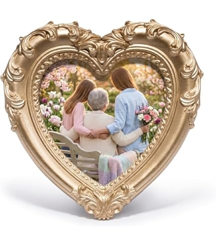 Amazon.com: Isaac Jacobs 5x5 Gold Heart Shaped Rose Border Resin