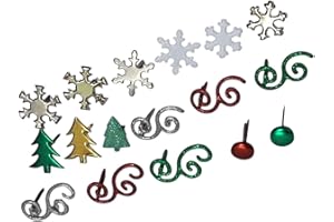 LLY Lot de 212 attaches parisiennes de Noël – 8 formes de vacances et 16 couleurs assorties, avec motif floral exclusif, floc