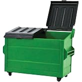 Green Dumpster for Wrestling Action Figures | Create Hardcore Matches &amp; Backstage Brawls with a 6 Inch Green Dumpster Featuring a Working Lid and Moving Wheels