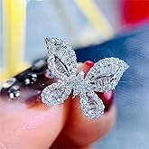 925 Sterling Silver Shiny Full Diamond Ring Butterfly Cocktail Rings Cubic Zirconia Anniversary Promise Rings CZ Diamond Multi Row Ring Eternity Engagement Wedding Band Ring for Women W.8 (US Code 7)