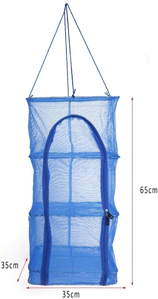 Demeras Hanging Dry Net 4 Layer Mesh Net Zipper Opening Dry Rack Net Camping Folding Net Blue - Image 4
