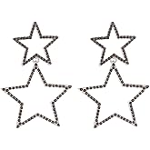 Sgoeths Star Earrings for Women Sparkle Rhinestone Big Star Drop Dangle Earrings Hollow Dangling Earrings Long Double Stud Earrings Jewelry for Lightweight Festival Birthday Party