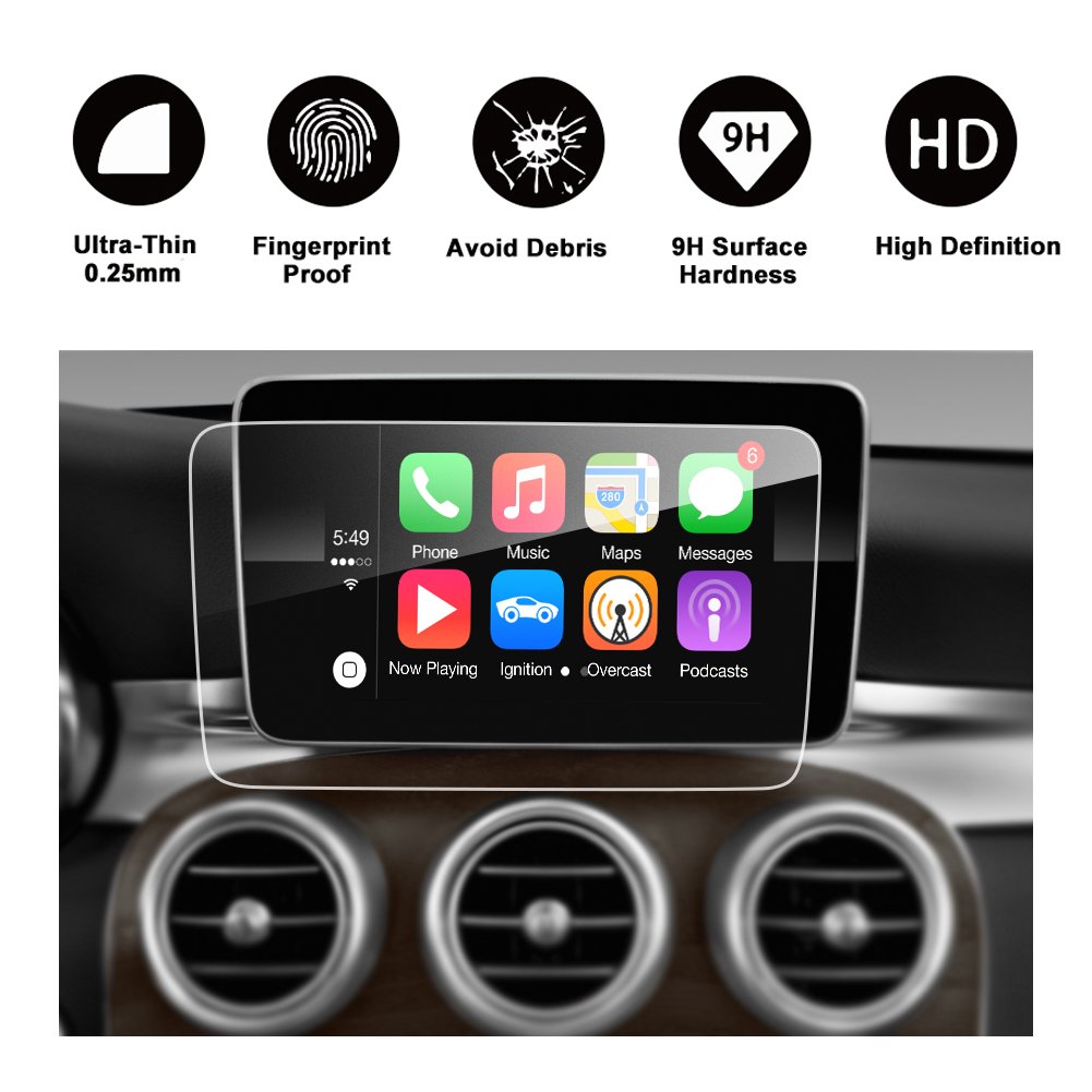 2016 2017 Mercedes-Benz GLC Class X253 GLC 300 AMG GLC 43 Touch Screen Car Display Navigation Screen Protector, R RUIYA HD Clear Tempered Glass Protective Film (7-Inch)