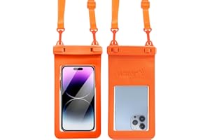 SUNG CHY IPX8, 7.4Waterproof Phone Pouch, Universal Fit(iPhone 16 15 14 13 Plus Pro, 12 11 Pro XR X 8 7 6S Plus SE, Galaxy S25 S24 S23 S20 Series Pixel, Lanyard Included (Orange) 1pack