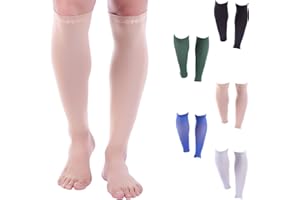 Doc Miller Calf Compression Sleeve – Footless Socks for Women & Men, 30-40mmHg Medical Design, Compression Shin Sleeves, Leg Cramp Relief, Varicose Veins, Knee High Stockings, 1 Pair