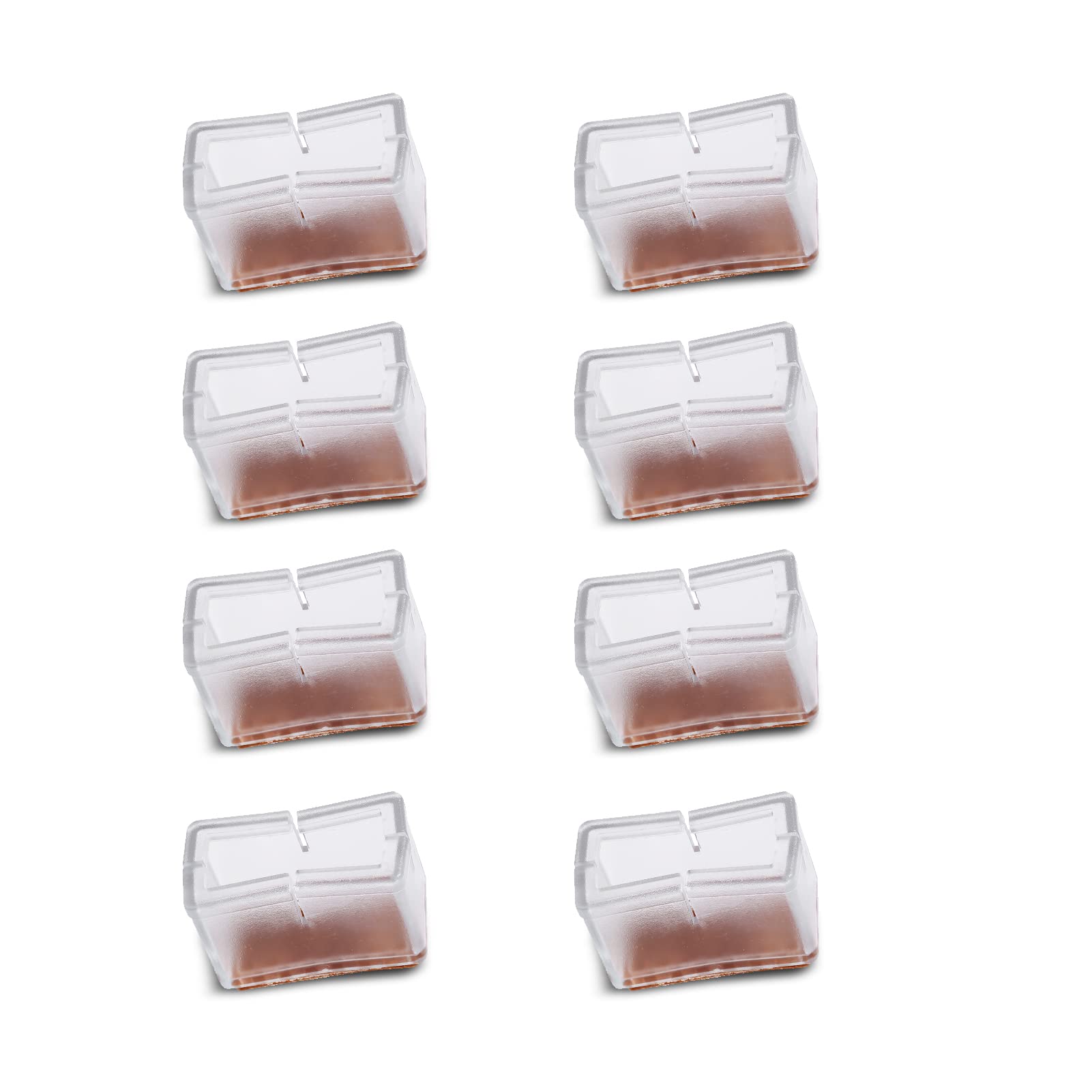 SoarUp 8 Pcs/Set Chair Leg Floor Protectors Cover Square Furniture Legs Protector with Rubber Pads (Trasparent)