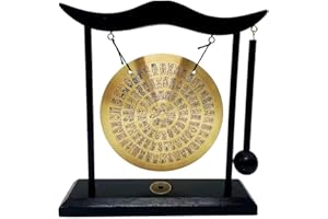 XIULIN Chinese desktop gong Fengshui Mini table top gong Attached mallet Chan sect Musical Instruments Family decorations Holiday gifts Attached red rope bracele (Baishou)