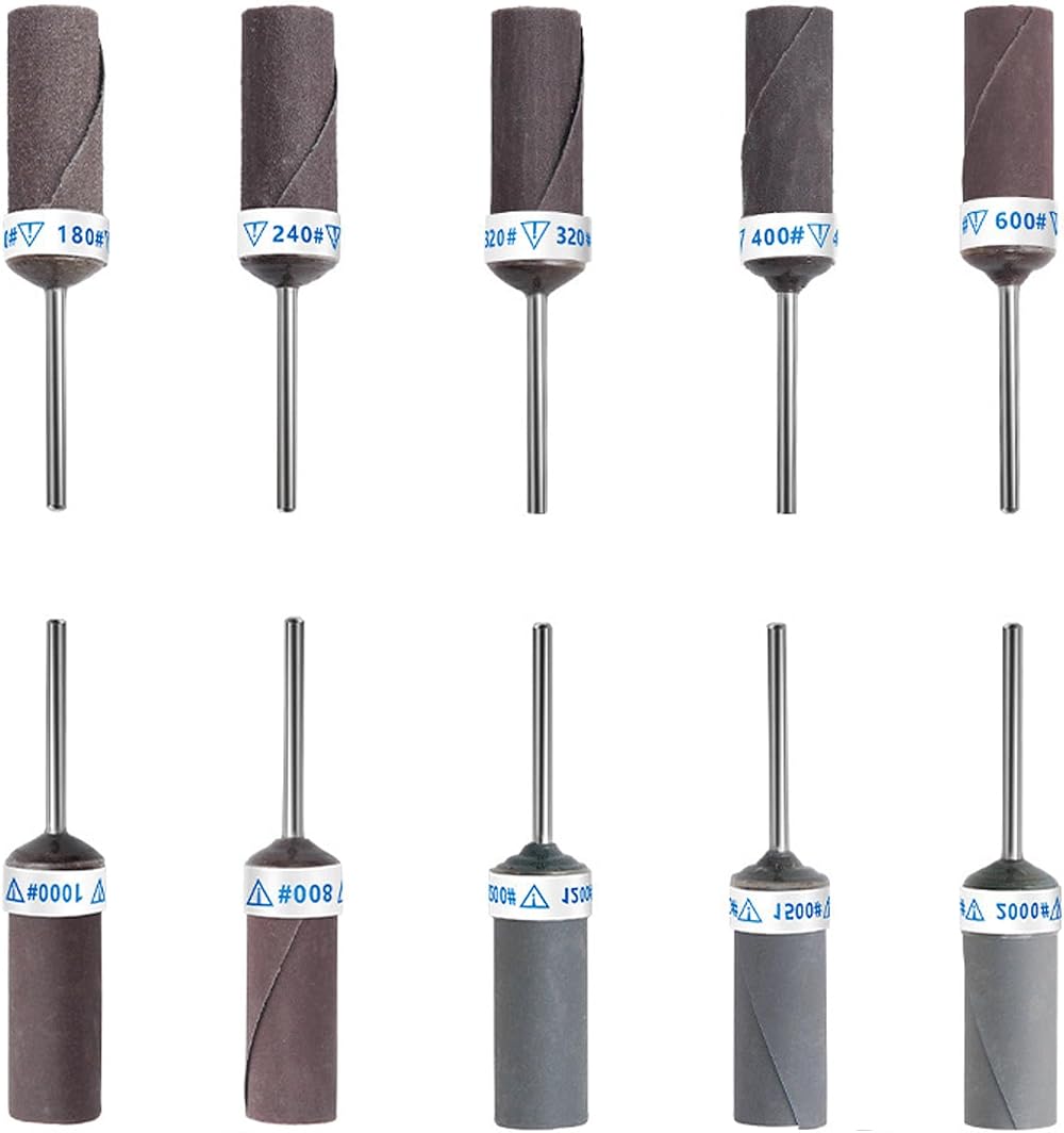 JingxuanCB 10Pcs Oxide Sanding Drums Polished Smooth Drill Mandrel Spindle for
