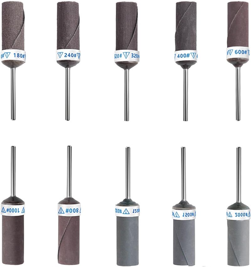 JingxuanCB 10Pcs Oxide Sanding Drums Polished Smooth Drill Mandrel Spindle for