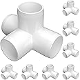 FORMUFIT 3/4" 4-Way Tee Furniture Grade PVC Fitting in White, Made in USA, UV-Resistant, Impact-Proof, 1.050" Actual Socket Diameter, (8-Pack) - F0344WT-WH-8