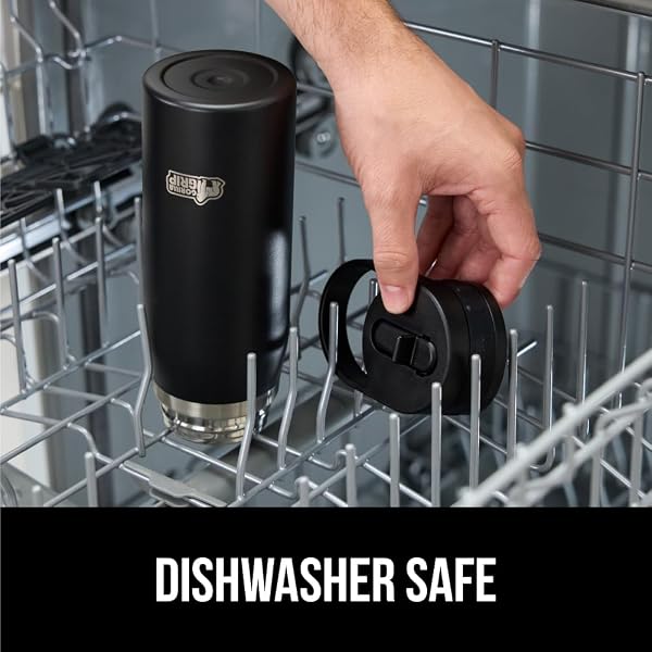 GORILLA GRIP HEAVY DUTY INSULATED WATER BOTTLE, 40 OZ, LEAKPROOF FLIP STRAW, STAINLESS STEEL WALL KEEPS DRINK COLD UP TO 8 HOURS, DENT RESISTANT TUMBLER, BPA-FREE TRAVEL BOTTLES, DISHWASHER SAFE BLACK