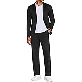 COOFANDY Men's Suits 2 Piece Slim Fit Suit Set 2 Button Lightweight Casual Knit Blazer Suit Jacket Pants