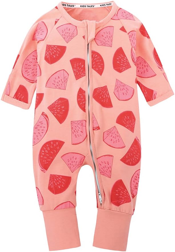 Kids Tales Infant Baby Striped Footed Handed Pajama Sleeper Zipper Romper