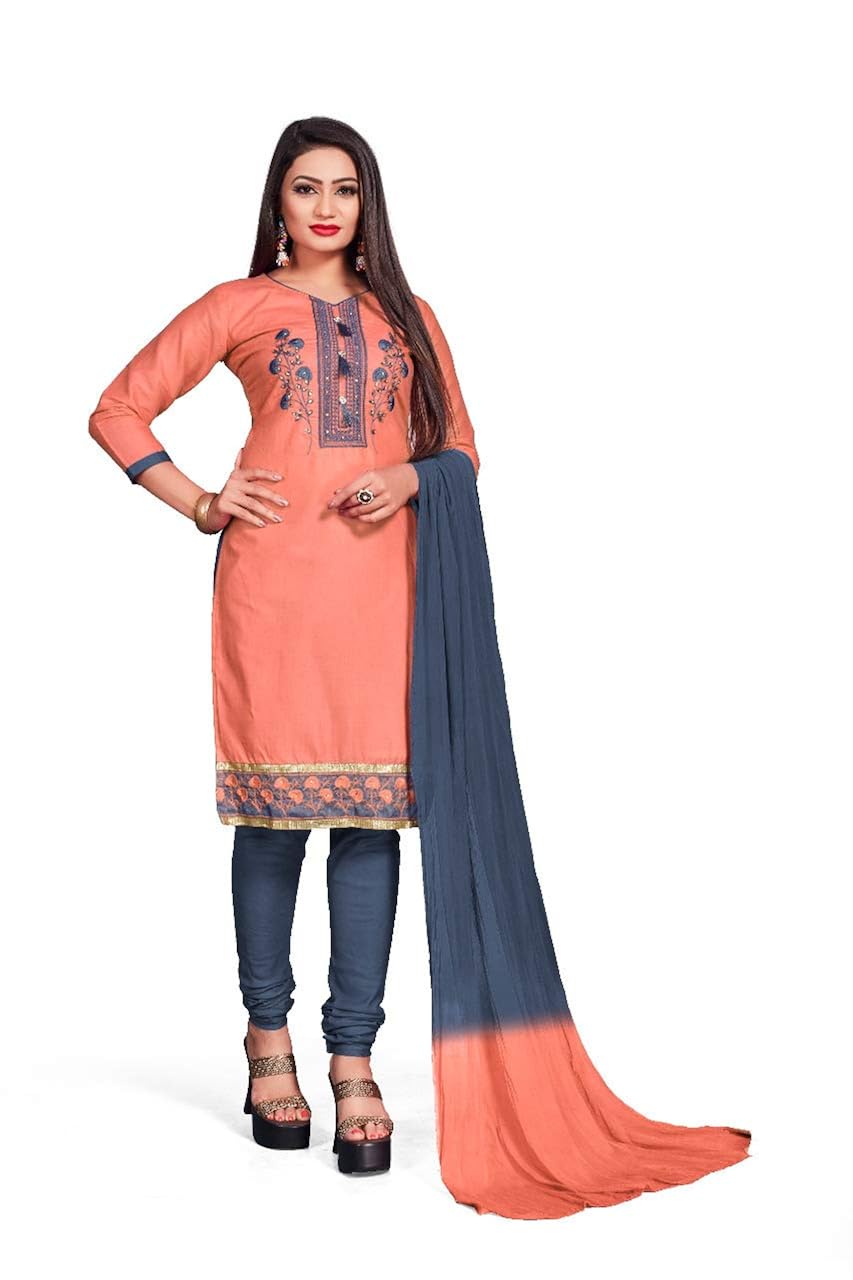 buy lookslady women s new cotton peach color un stitched chudidar dress material at amazon in buy lookslady women s new cotton peach