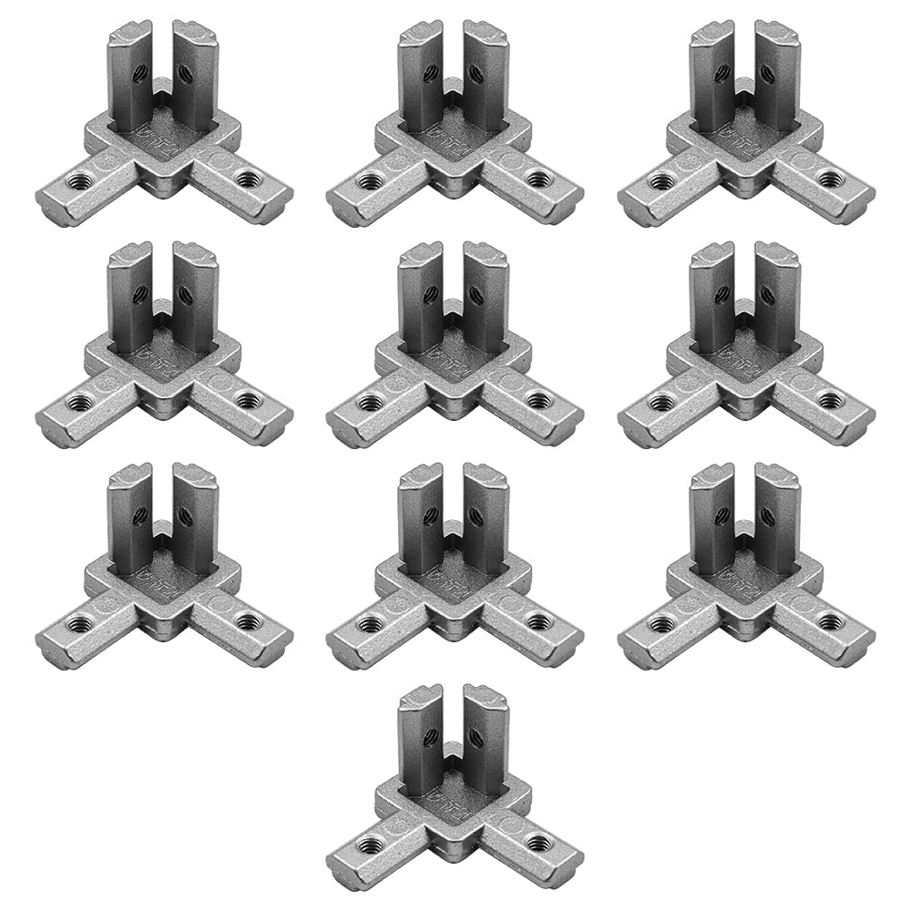 Tiardey 10 Pcs 3-Way Aluminium Profile Corner Connector 20x20,Solid Corner Bracket and 304 Stainless Steel Screws for Standard Extrusion Profile Made of Alloy