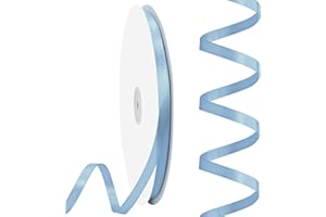 Rilisili Dusty Blue Satin Thin Ribbon 1/4 Inch 100 Yards Double Faced Satin Ribbons for Gift Wrapping Crafts Weddings Invitations Flower Bouquet Bow Sewing