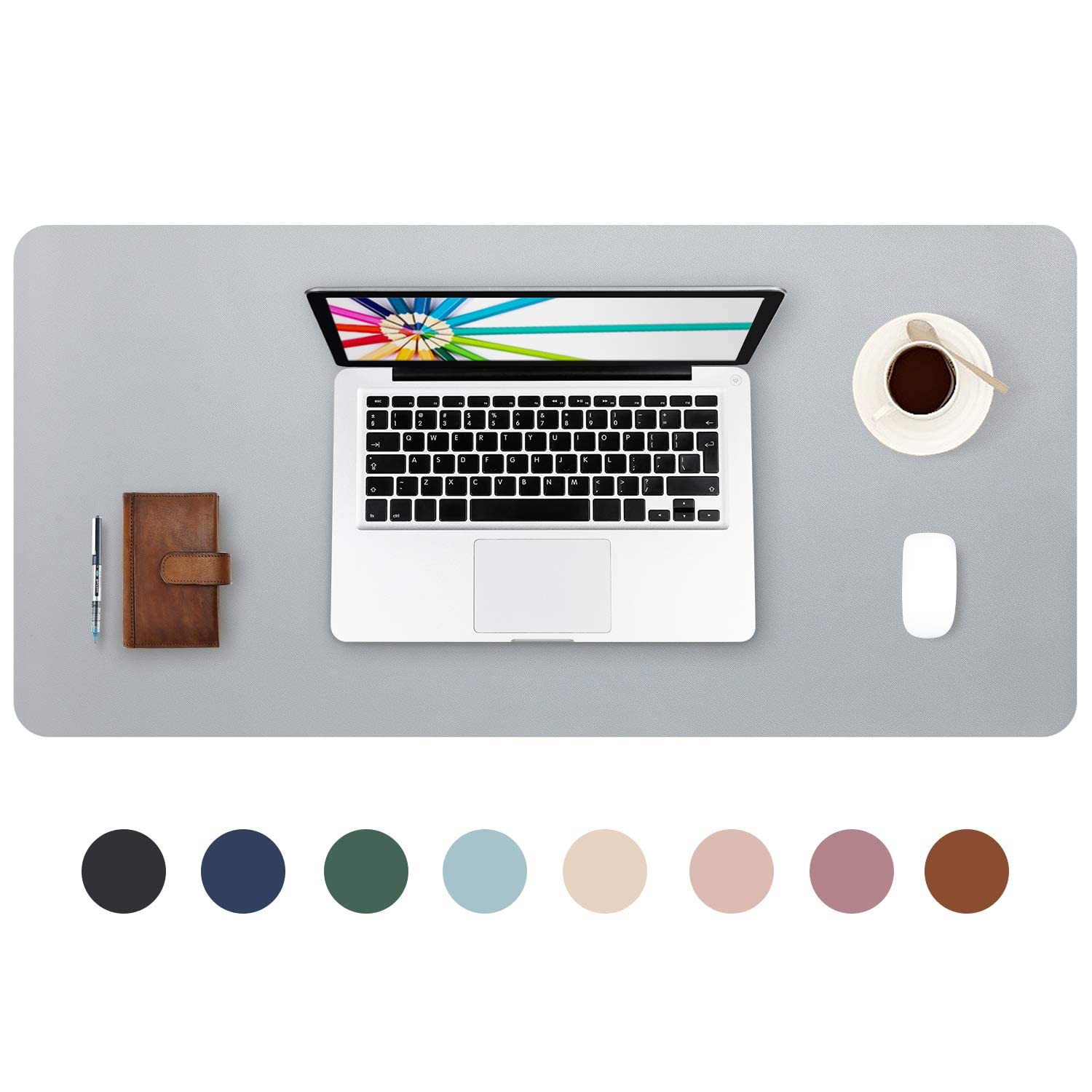 DOBAOJIA Mouse Pad Extended Mouse Mat X-Large Desk Pad Large Desk Blotter Writing Pad for Laptop/Office/Home, PU Leather Waterproof +Suede Non-Slip 31.5'' X 15.7'' (Gray)