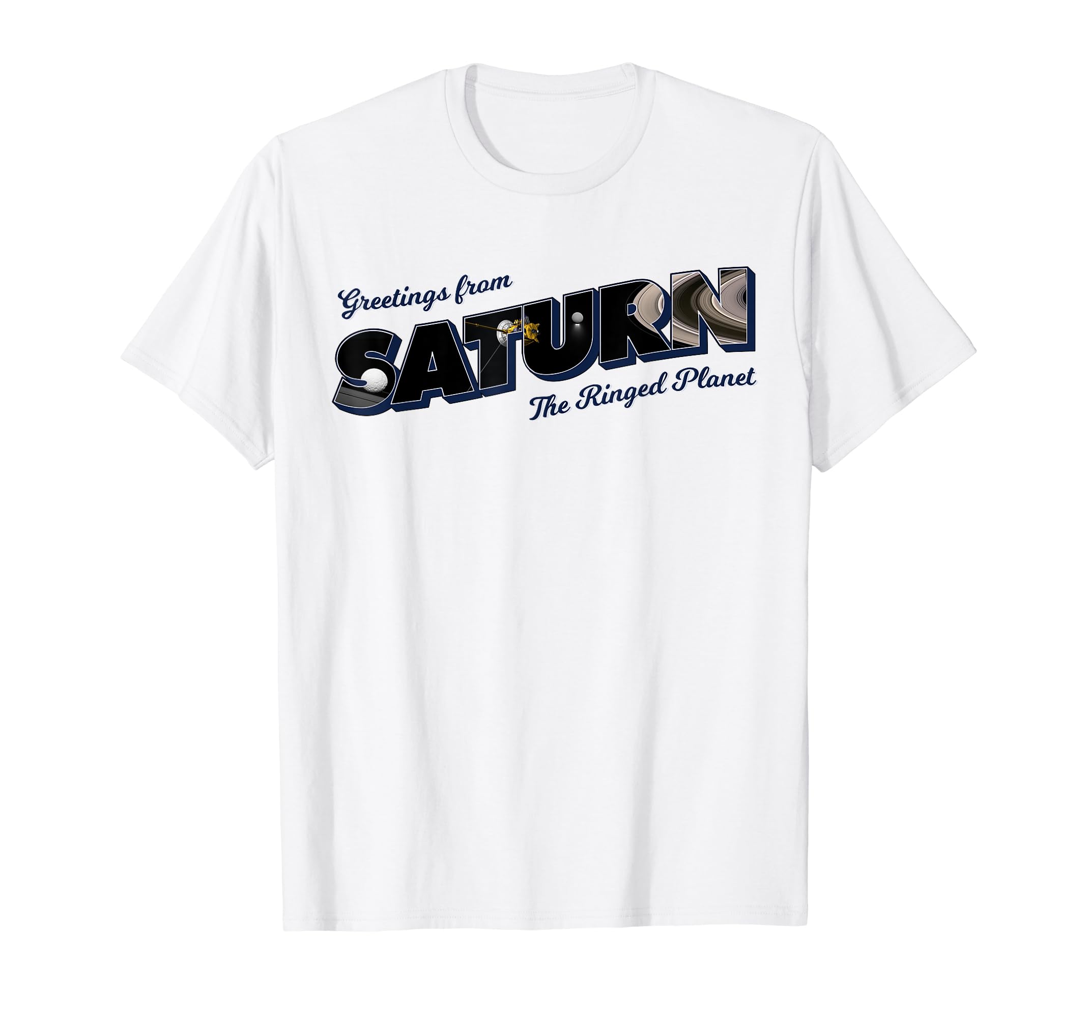 Saturn Vintage Large Letter Postcard Greeting T-shirt