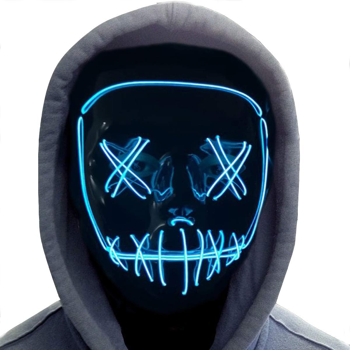 Halloween Mask,LED Masks Glow Scary Mask Light Up Cosplay Mask Rave Mask for Festival Music Party Parties Costume Christmas