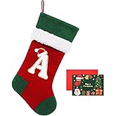 NIBESSER 18 Inches Monogram Christmas Stockings with Letters, Large Super Soft Christmas Stockings Red Velvet with White Soft Plush Cuff for Christmas Xmas Tree Holiday Fireplace