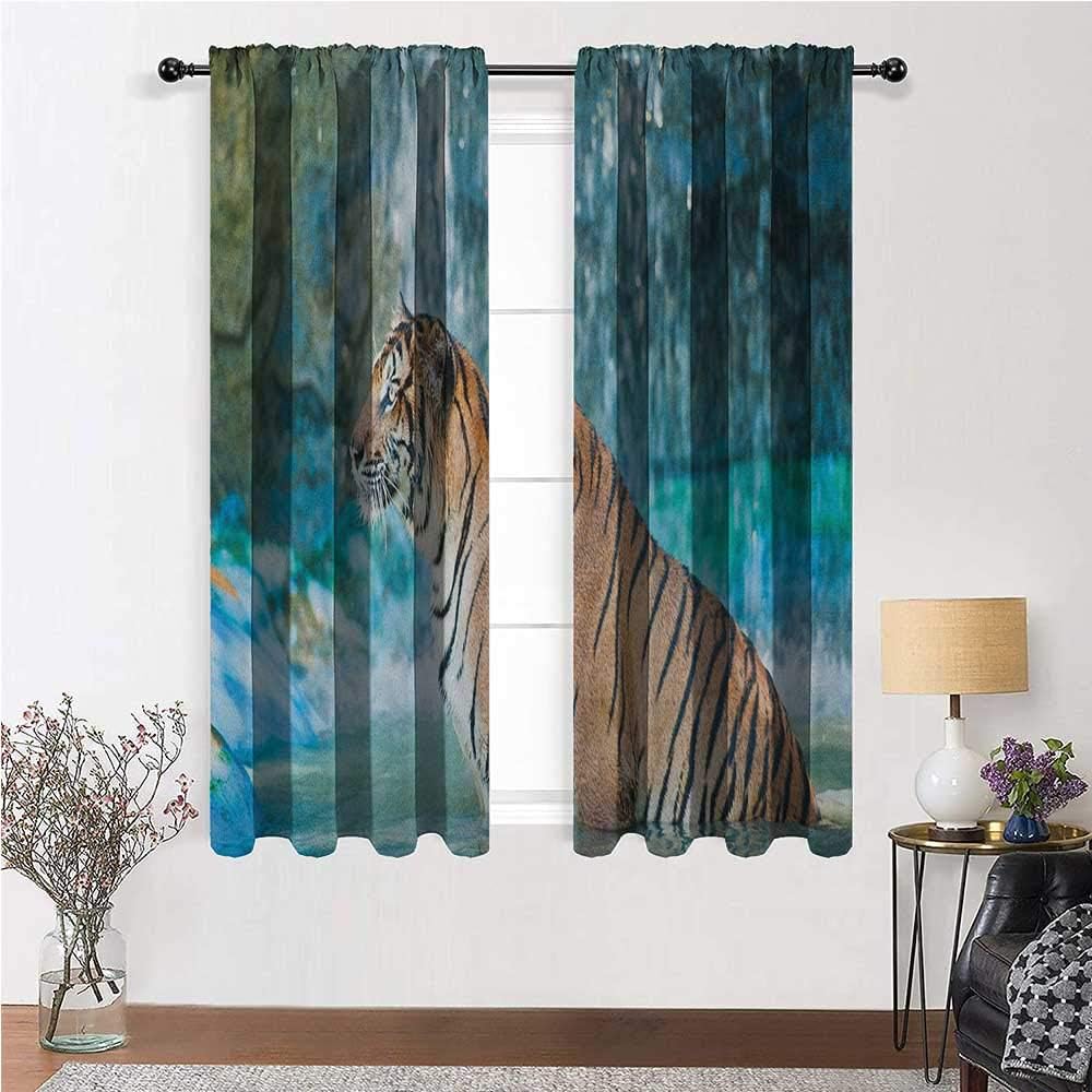 YouXianHome Tiger Window Panel Curtains Feline Beast in
