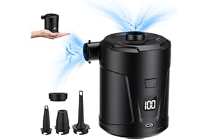 dskaoo 5200mAh Electric Air Pump for Inflatables, Air Mattress Pump Portable with LED Display Screen & 4 Nozzles, Inflator/Deflator Pumps for Pool, Paddle Boats, Camping, Swimming Ring