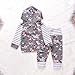 2PCs Baby Girl Flower Print Hoodies with Pocket Top + Striped Long Pants Outfit Set (12-18M(Tag90), Grey)