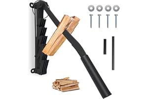 CISSIYOG Wall Mounted Kindling Splitter for Wood with Dual Handle, Portable Manual Firewood Log Splitter, Heavy Duty Wood Cracker for Indoor Outdoor Wall Mounted Kindling Maker Firewood Cutter