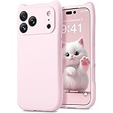 GolbinBox Magnetic for iPhone 17 Pro Max Case, [Compatible with MagSafe] [Full Camera Protection], Liquid Silicone Shockproof Phone Cover with Cute Cat Ears for iPhone 17 Pro Max 6.9'', Pastel Pink