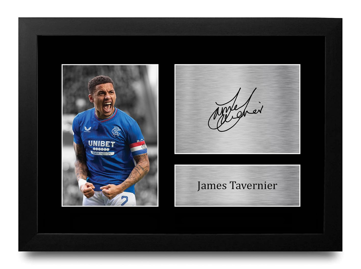HWC Trading FR A4 James Tavernier Rangers Gifts Printed Signed Autograph Picture for Fans and Supporters - A4 Framed