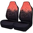 CAR PASS Universal High Back Fashion Car Seat Covers for Car Truck Suvs,sedans,Vehicles,Airbag Compatible (Orange tie dye Front)