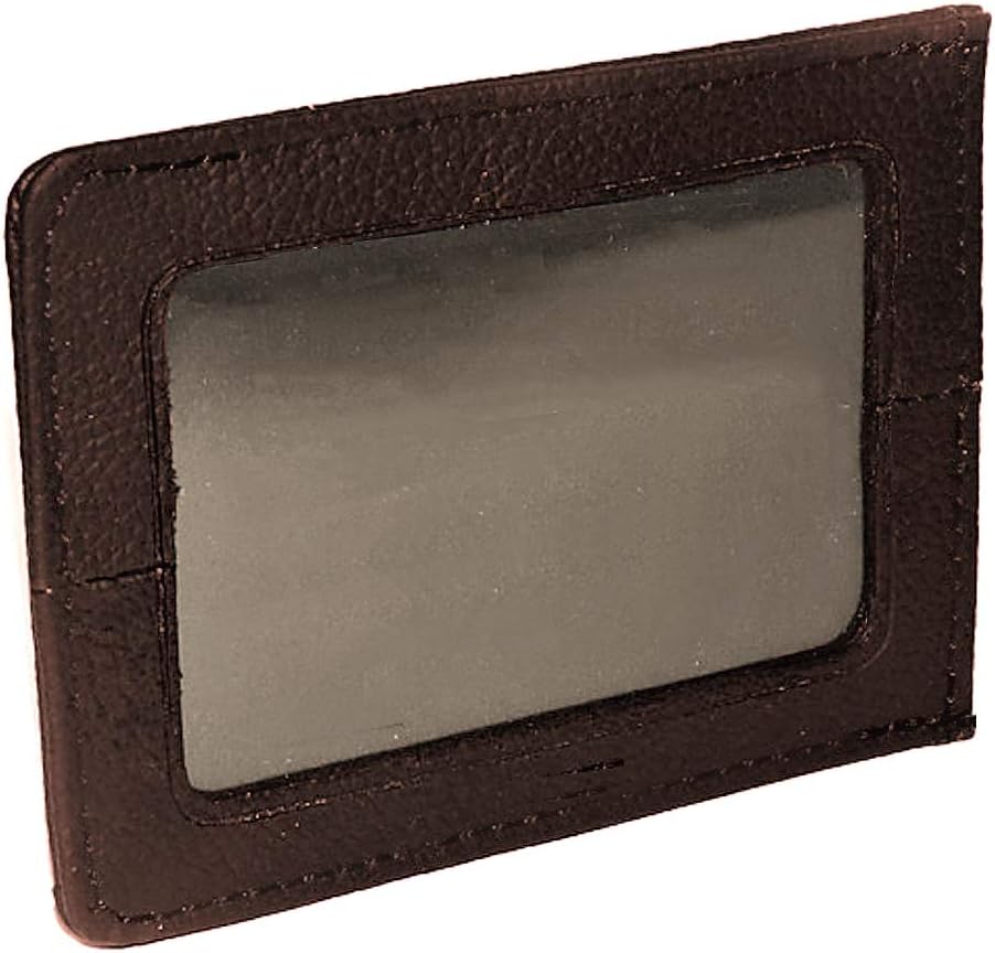 Single Enclosed ID Pass Credit Card Holder Case (Dark Brown)