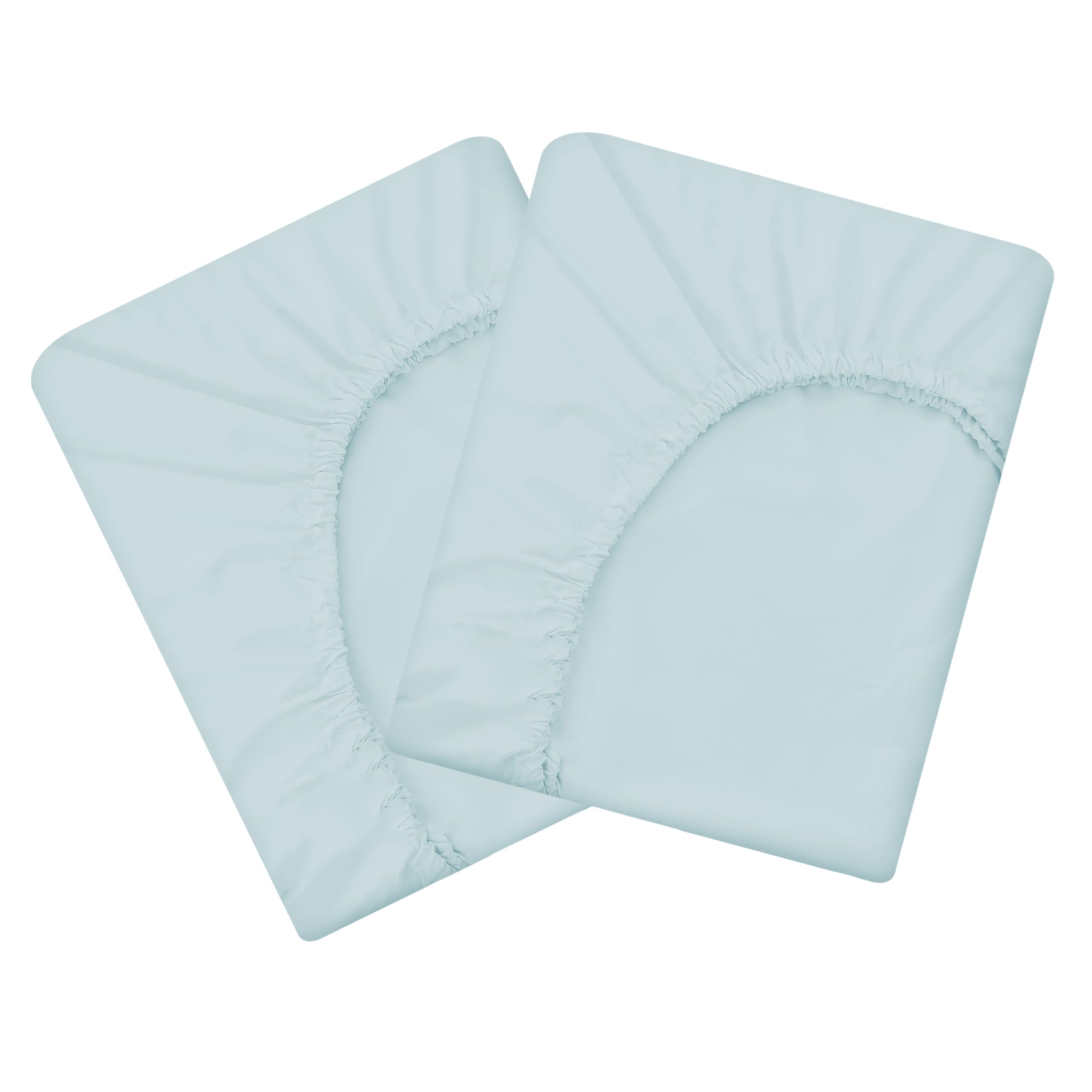 Photo 1 of HBHLFZ Twin Fitted Sheet Only 2 Pack, Soft Breathable Bottom Sheet - 39"x75" Deep Pockets Twin Size Fitted Sheet - All Around Stretch Fit, Wrinkle Resistant, Colorfast - Easy Care?Light Blue?