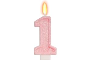 FAMGift Pink Birthday Candles - Number 1 Candle for Girl, Sweet One Cake Topper for First Birthday Decorations, Sweet One Party Decorations