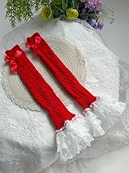 Leoparts Women's Knit Leg Warmers Y2K Bow Lace Trim