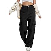 DAOAO Cargo Pants for Women High Waist Wide Leg Stretchy Pull On Baggy Casual Pants with Pockets