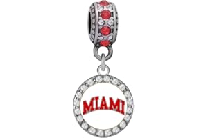 FINAL TOUCH GIFTS Miami University Crystal Charm Fits Most Bracelet Lines Including Pandora, Cham ilia, Troll, Biagi, Zable, Kera, Personality, and More …