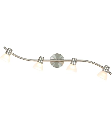Direct-Lighting 6-Light Fixed Track Lighting Kit - 68" Bar, Amber Glass, Brushed Steel - View #6