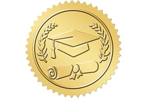 Anwyll 300Pcs Graduation Stickers 2025 - Gold Foil Embossed Graduation Cap Hat Stickers 1.5In Class of 2025 Stickers Self-Adhesive Graduation Envelope Seal Sticker for Certificate Envelope Card Party