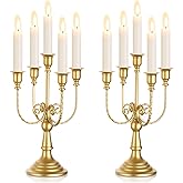 Sziqiqi Candelabra Candle Holder Gold Set of 2-5-stem Metal Candlestick Holders for Taper Candles for Centerpieces Table Wedding Birthday Fireplace Christmas Decor